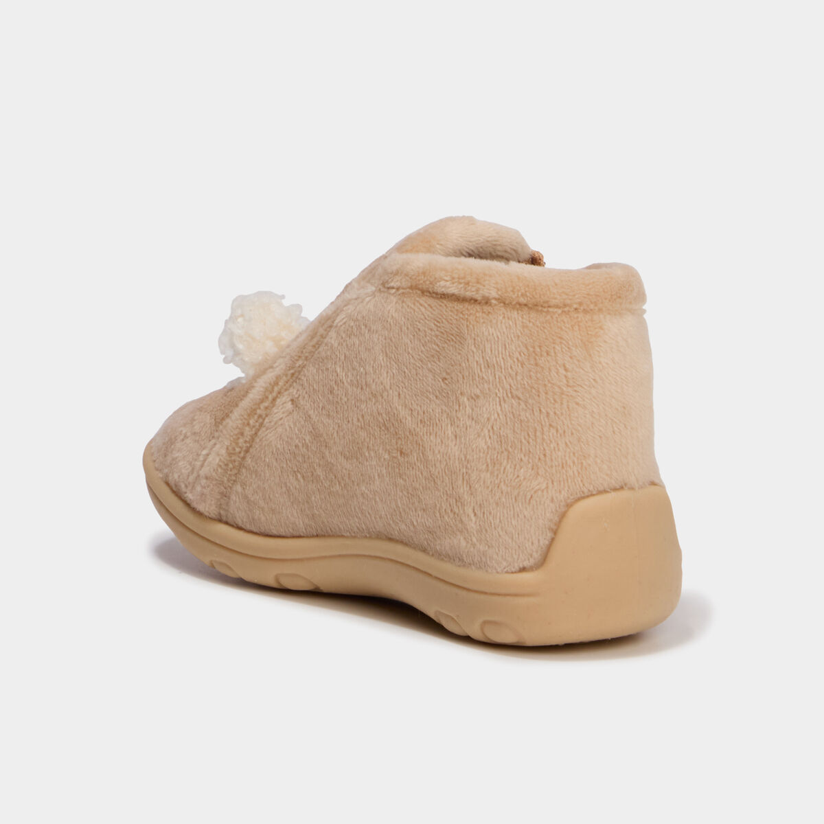 Chaussons botillons effet velours marron clair b&eacute;b&eacute; gar&ccedil;on
