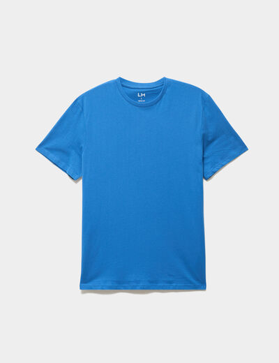 T-shirt droit en coton manches courtes bleu homme