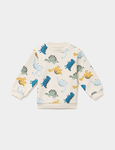 Sweat molletonn&eacute; manches longues ecru b&eacute;b&eacute; gar&ccedil;on
