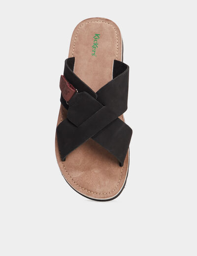 Sandales en cuir noir homme