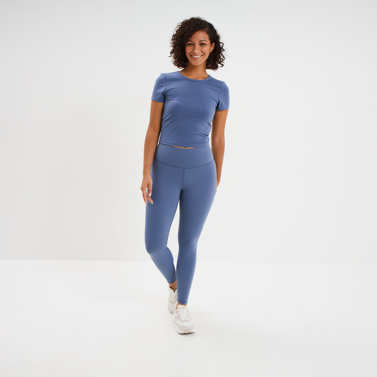 Legging de sport gainant taille haute bleu fonc&eacute; femme