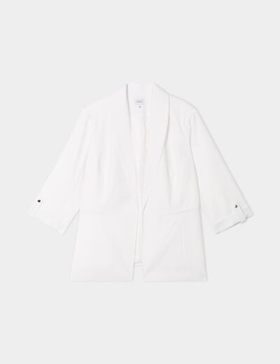 Veste droite manches 3/4 à revers blanc femme grande taille