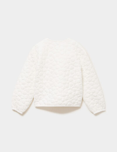 Veste droite matelass&eacute;e boutonn&eacute;e coton ivoire fille