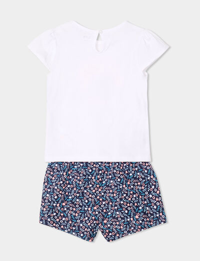 Ensemble 2 pièces t-shirt et short coton bleu marine bébé fille