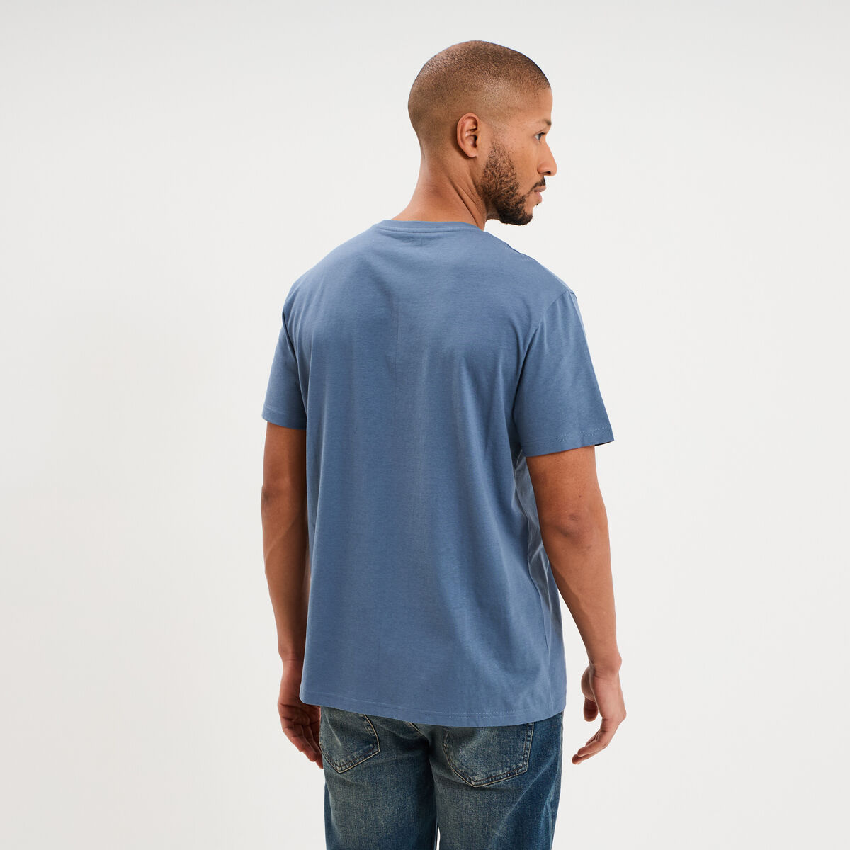 T-shirt manches courtes coton bleu gris homme