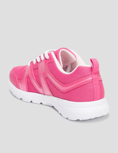 Baskets running à lacets rose fille