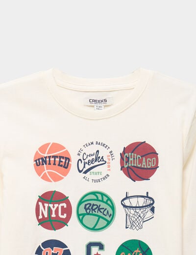 T-shirt manches longues coton ecru gar&ccedil;on