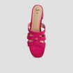 Mules à talons bout carré rose fushia femme