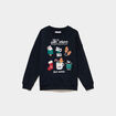 Sweat oversize No&euml;l col rond bleu marine gar&ccedil;on