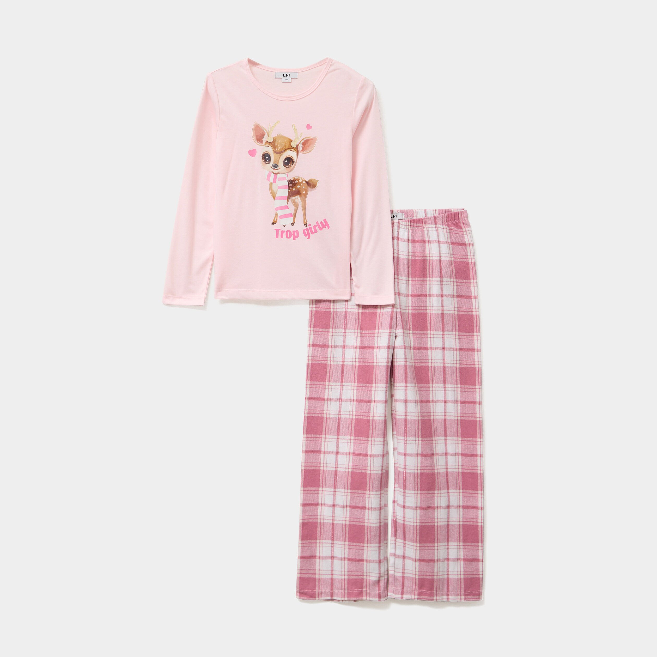 Ensemble pyjama 2 pièces rose poudrée fille LH