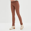 Pantalon slim stretch marron femme