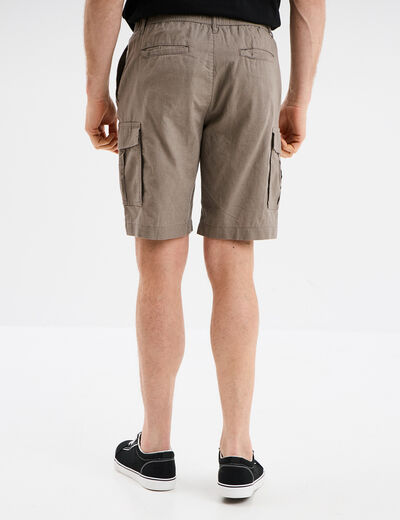Bermuda cargo en lin mélangé gris homme