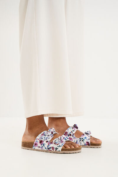 Mules brides &agrave; scratchs violet femme