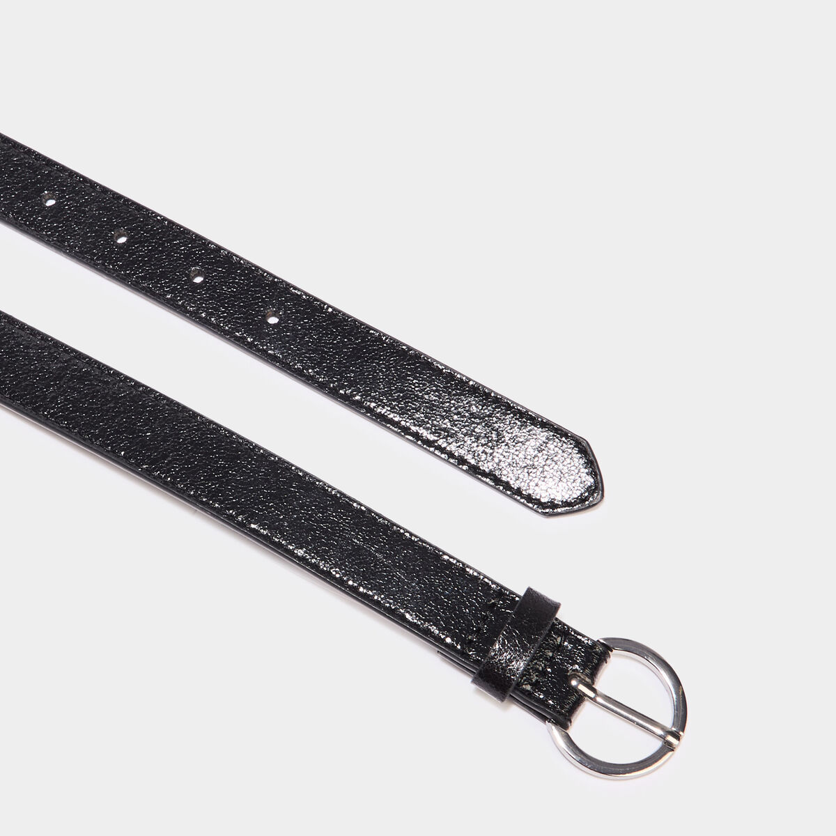 Ceinture avec boucle ronde noir fille