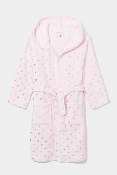 Peignoir à capuche rose fille