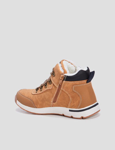 Baskets montantes doublées Creeks beige garçon
