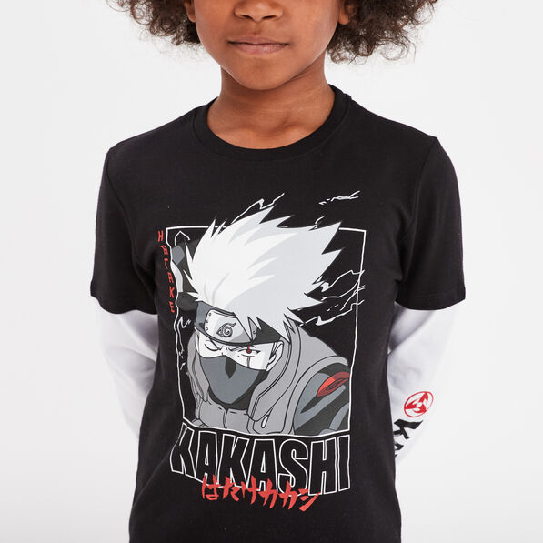 T-shirt manches longues coton Kakashi noir garçon