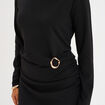 Robe avec boucle et fronces noir femme