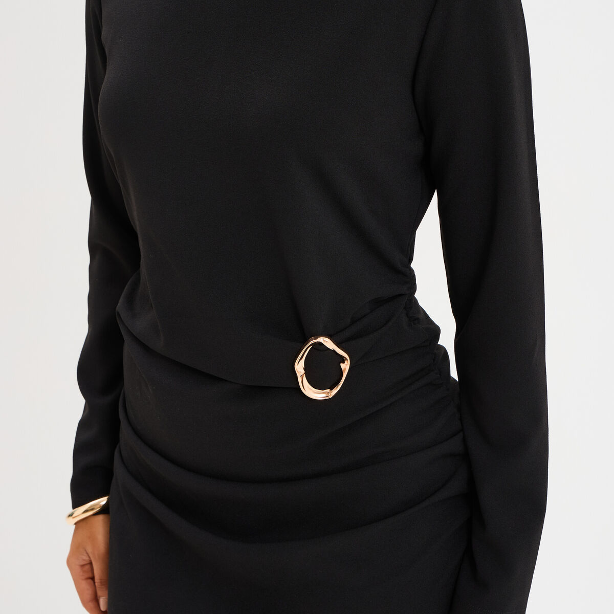 Robe avec boucle et fronces noir femme