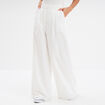 Pantalon large avec pinces blanc femme