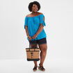Bermuda ajusté taille haute bleu foncé femme grande taille