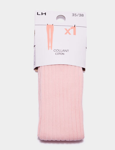 Collant côtelé coton rose fille
