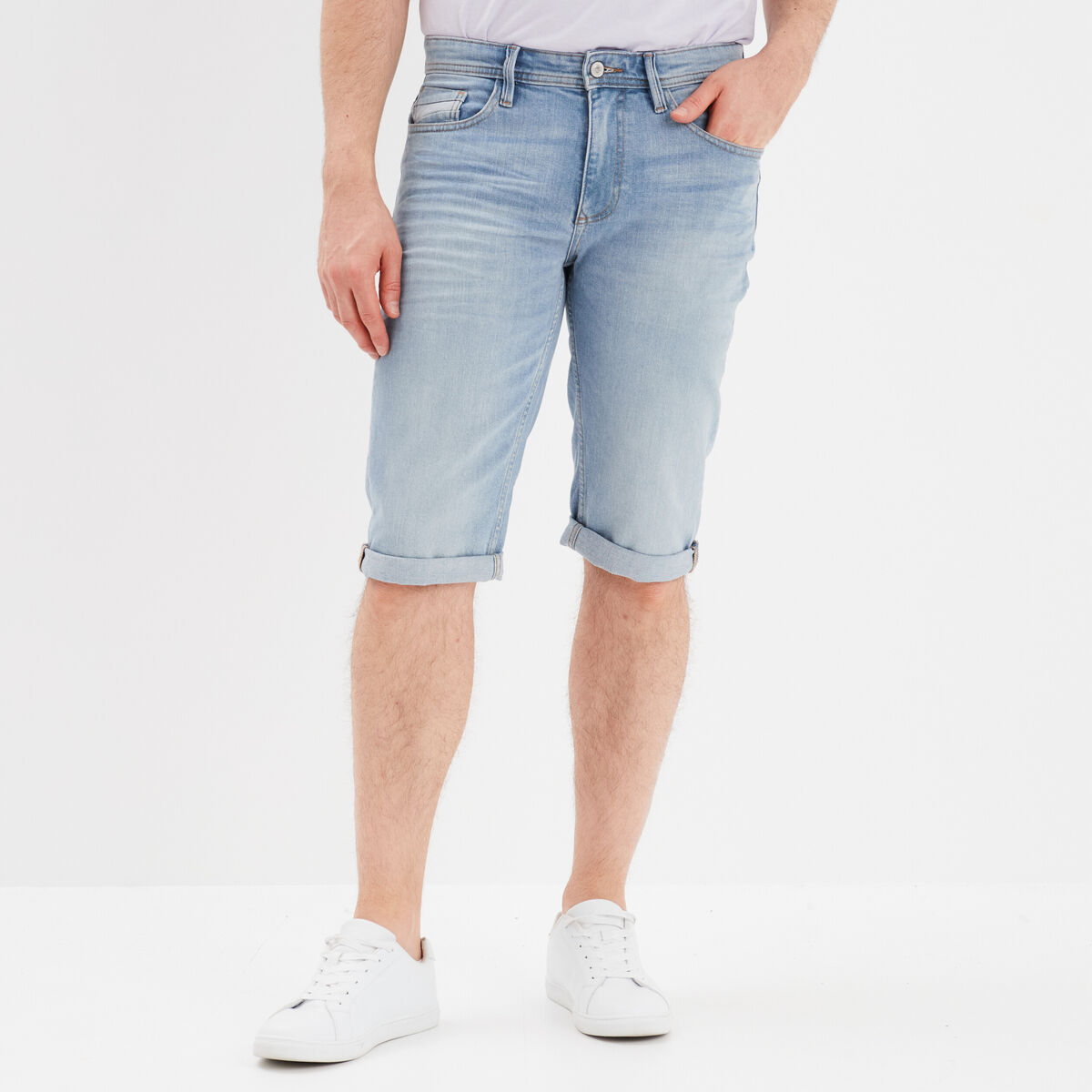 Bermuda short en jean regular denim triple stone homme