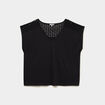 T-shirt droit avec dos dentelle oversize noir femme grande taille