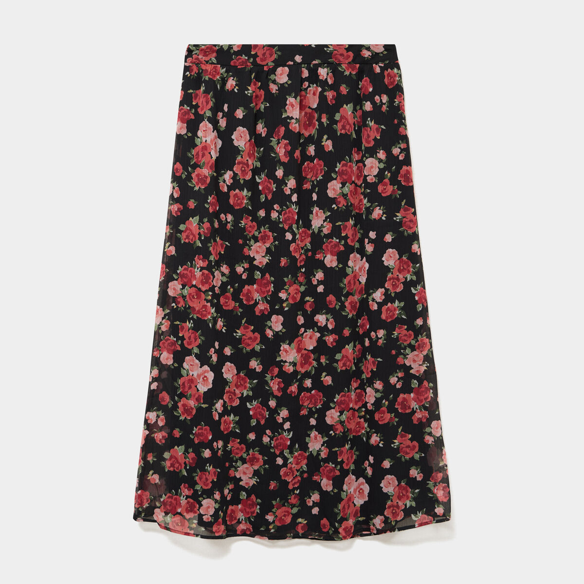 Jupe longue trap&egrave;ze noir femme