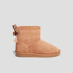 Bottines fourr&eacute;es noeud effet satin camel fille