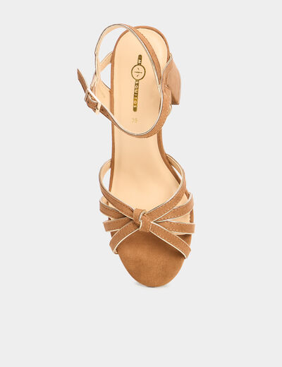 Sandales à talons effet suédine camel femme