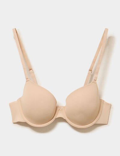 Soutien-gorge corbeille padd&eacute; microfibre beige femme