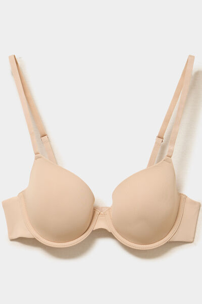 Soutien-gorge corbeille padd&eacute; microfibre beige femme