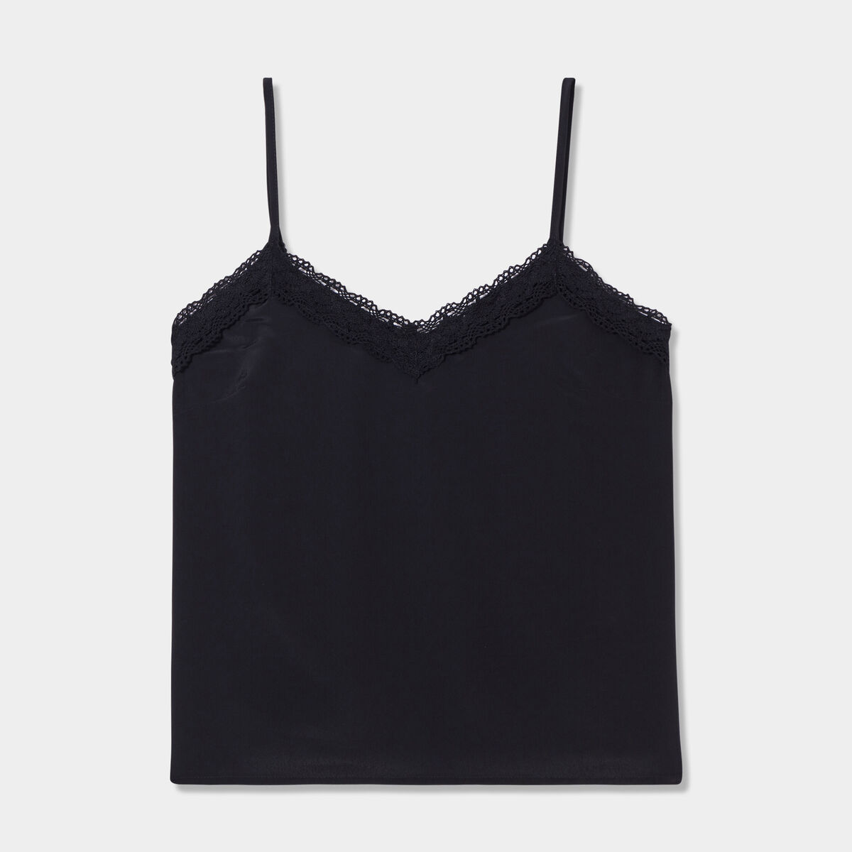 Débardeur à empiècement dentelle noir femme