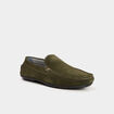 Mocassins en cuir vert kaki homme