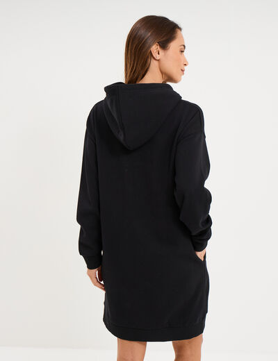 Robe sweat &agrave; capuche noir femme