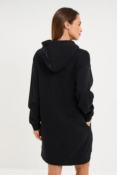 Robe sweat &agrave; capuche noir femme