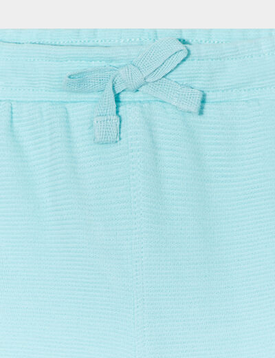 Short avec noeud taille élastiquée coton bleu turquoise bébé garçon