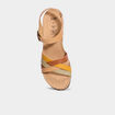 Sandales compens&eacute;es cuir avec brides marron femme