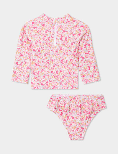 Ensemble de bain t-shirt et culotte violet bébé fille