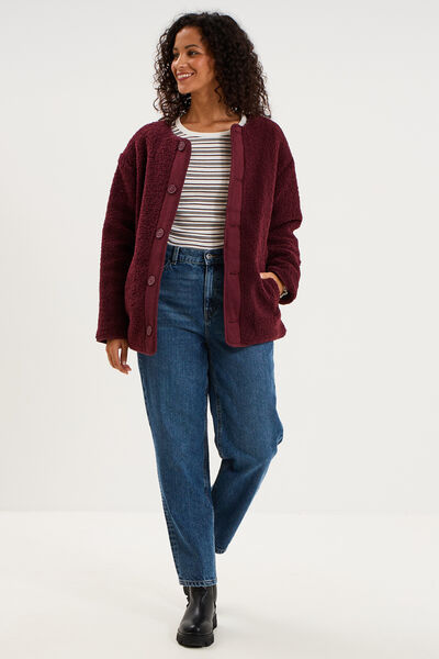 Veste polaire r&eacute;versible et matelass&eacute;e violet fonc&eacute; femme