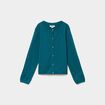 Gilet boutonn&eacute; coton m&eacute;lang&eacute; vert fonc&eacute; fille