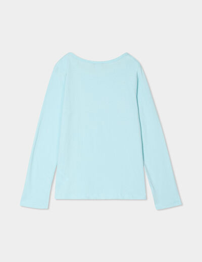Ensemble pyjama pantalon 2 pièces coton bleu turquoise fille