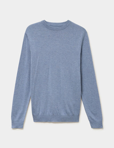 Pull col rond manches longues bleu gris homme