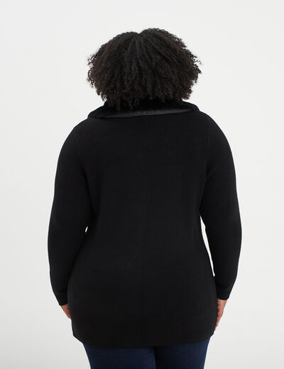 Gilet zippé avec col fausse fourrure noir femme grande taille