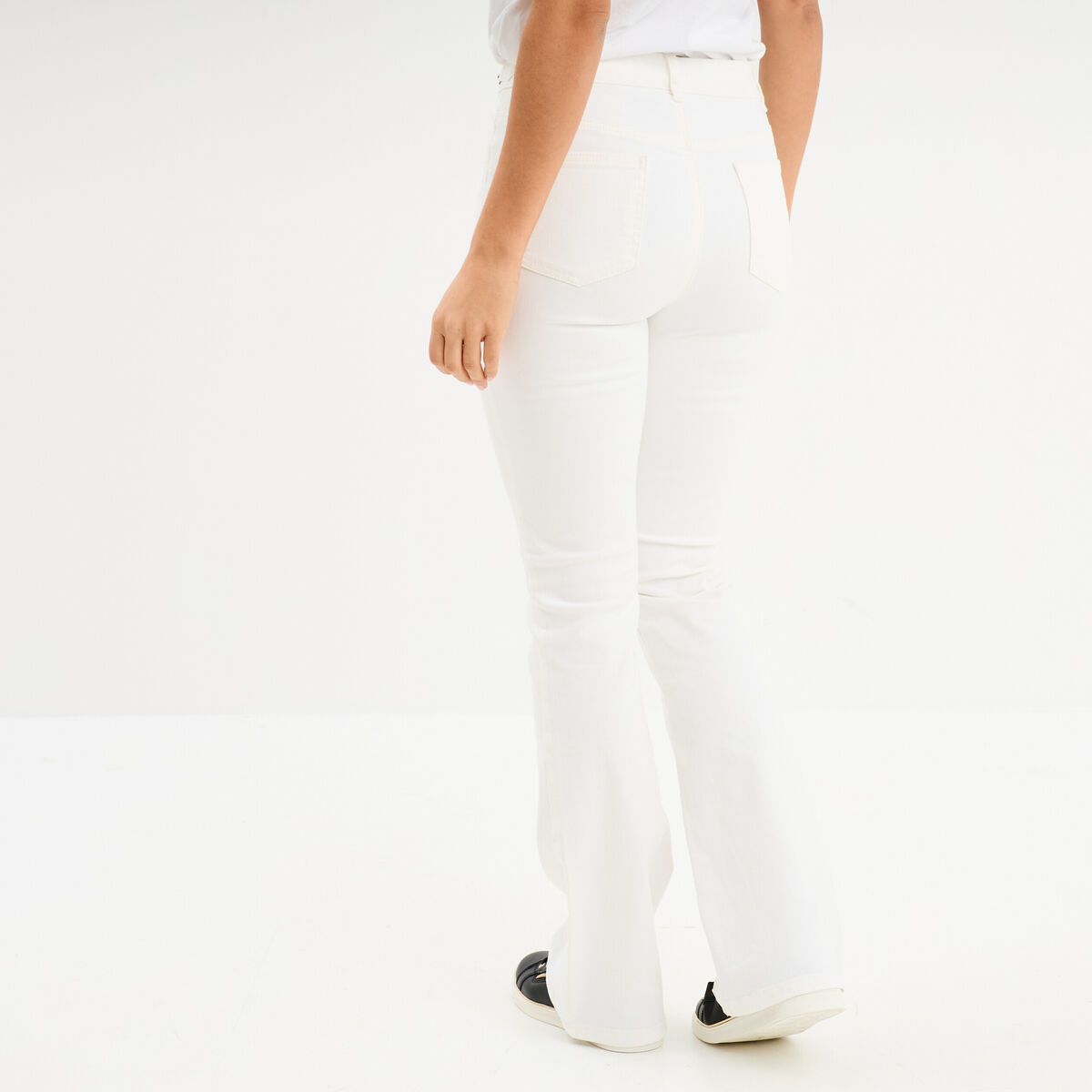 Jeans bootcut taille haute denim blanc femme