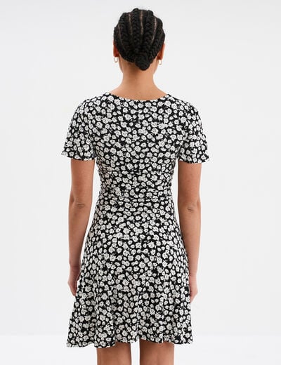 Robe patineuse manches courtes noir femme
