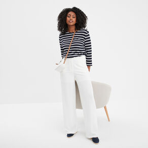 pantalon large en crepe blanc femme Pantalon large en crêpe blanc femme