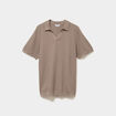 Polo manches courtes textur&eacute; coton marron homme
