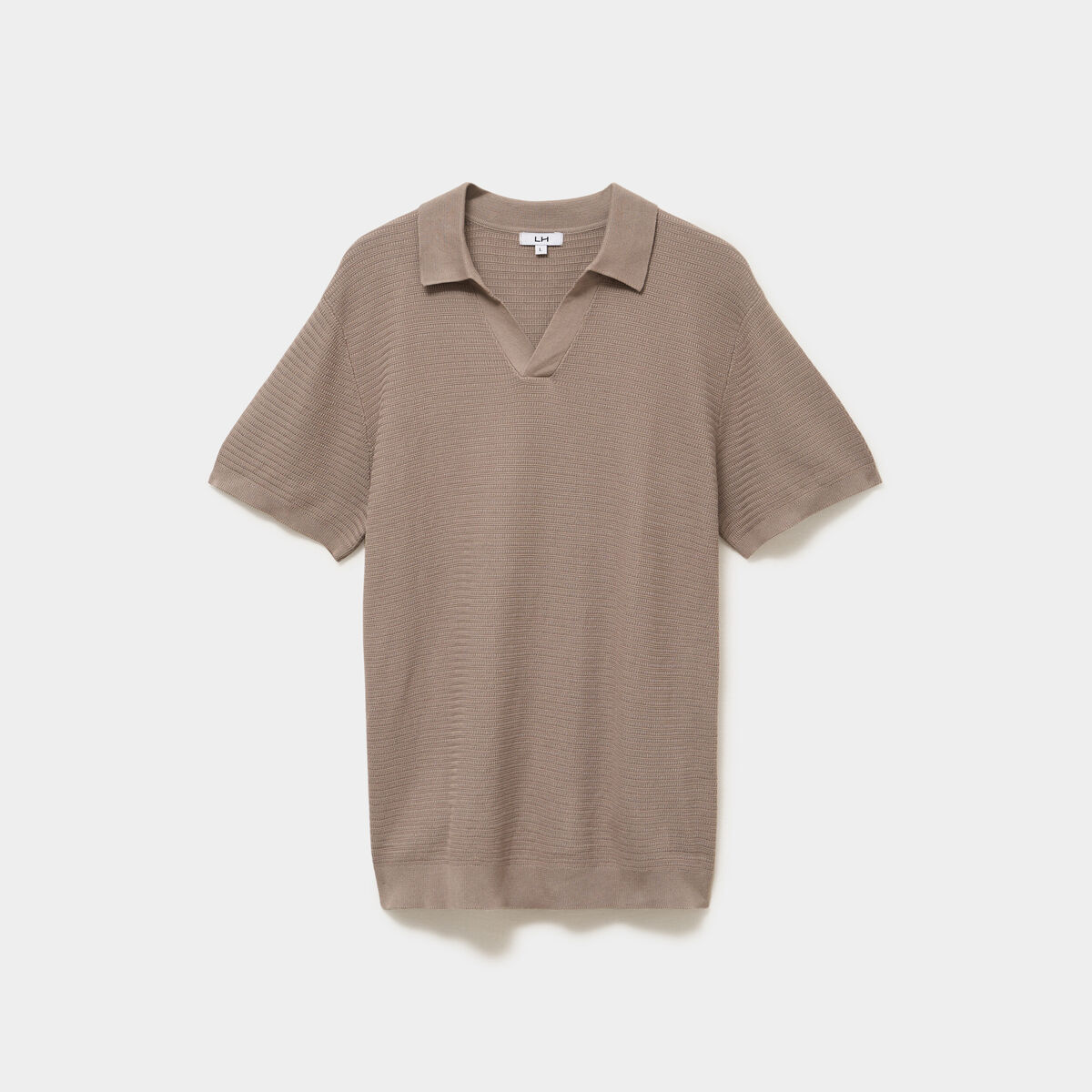 Polo manches courtes textur&eacute; coton marron homme